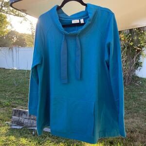 LOGO Lounge Lightweight Sweatshirt Top Blue Pocket Women's Large